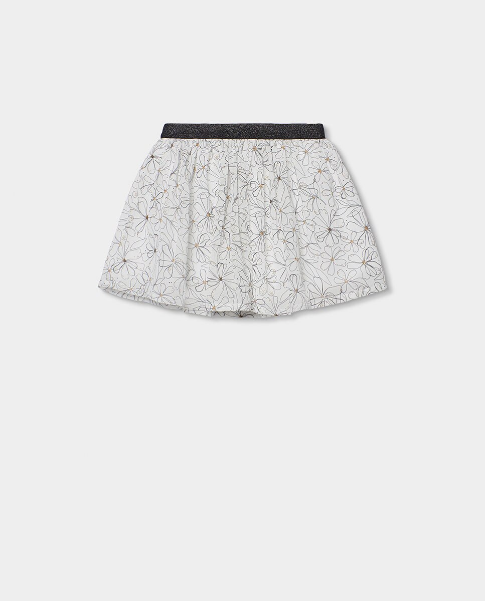 Saia em Gáspea Estampada Infantil Branco-2
