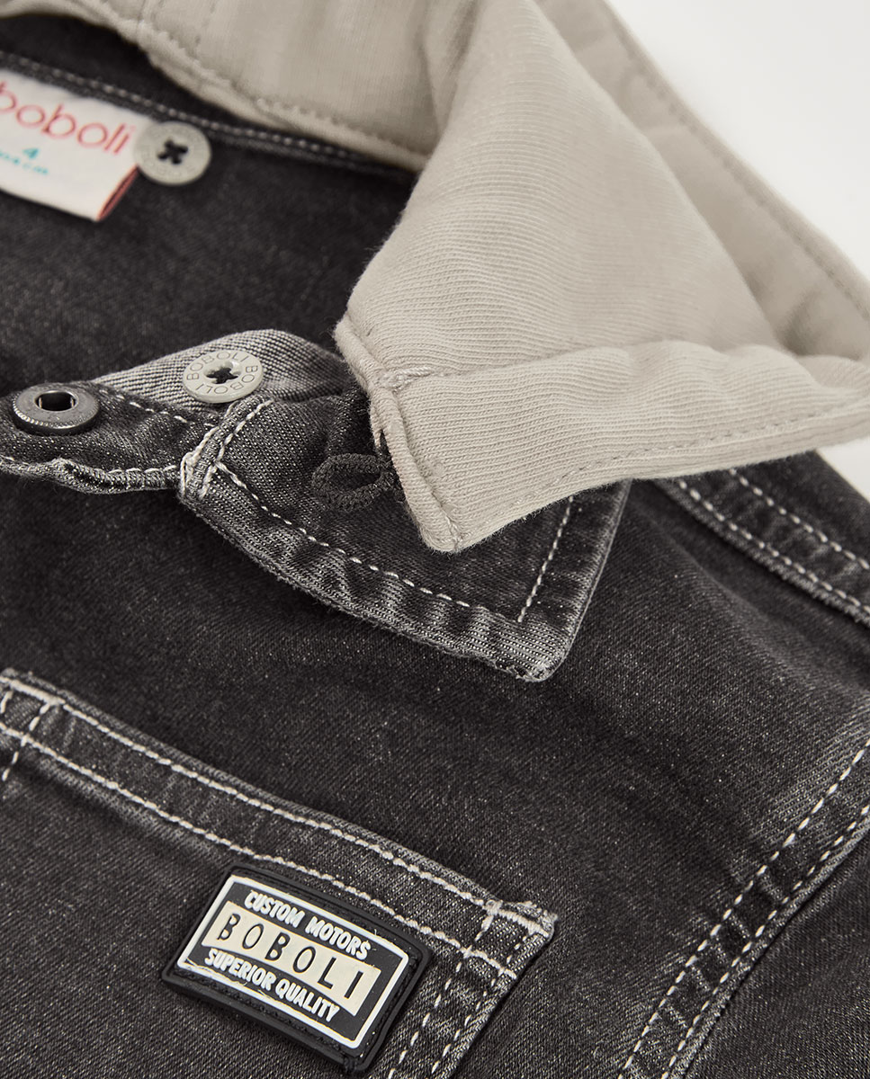 Blusão Denim Infantil Boboli Preto-3