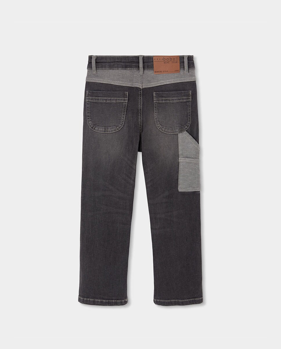 Calças Denim Elásticas Infantil Preto-2