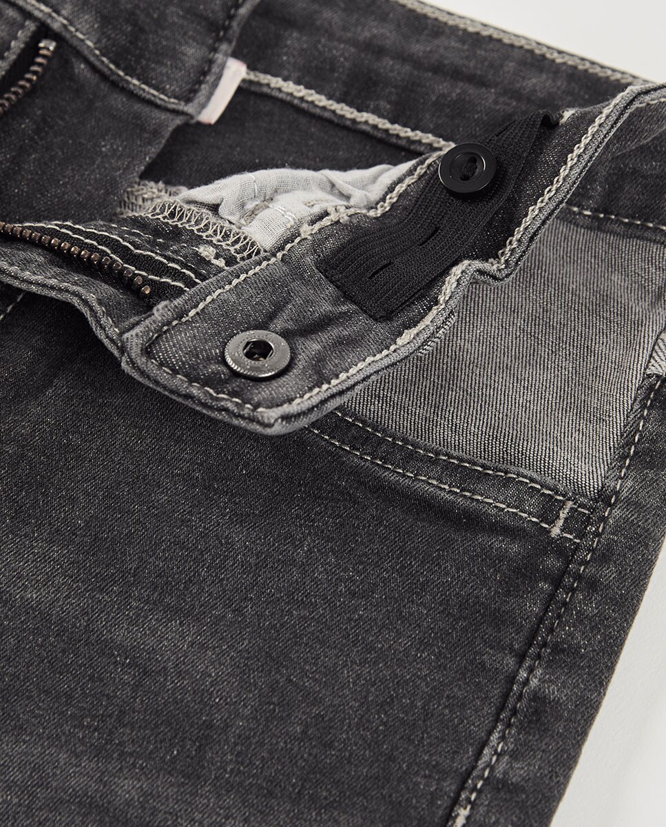 Calças Denim Elásticas Infantil Preto-3