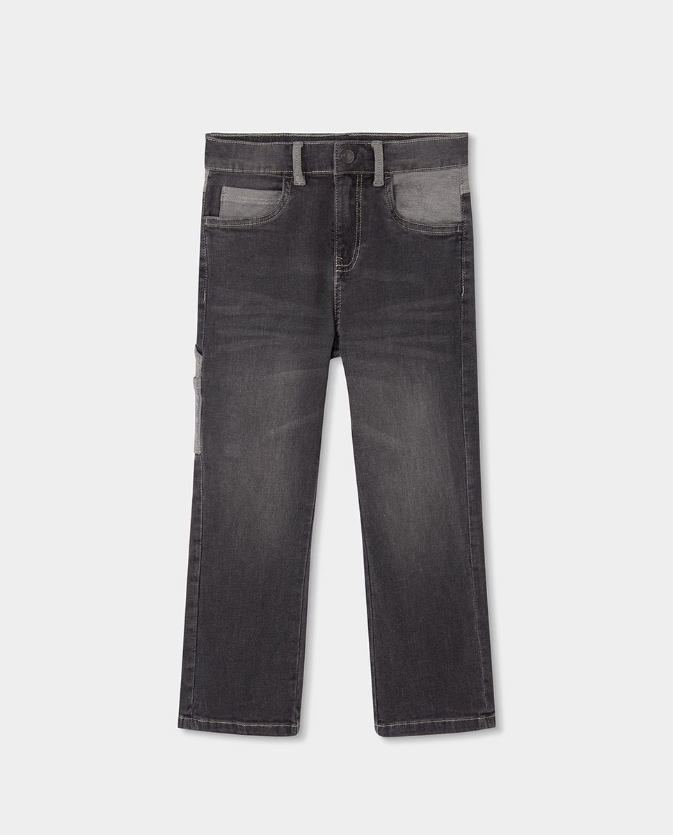 Calças Denim Elásticas Infantil Boboli Preto-1