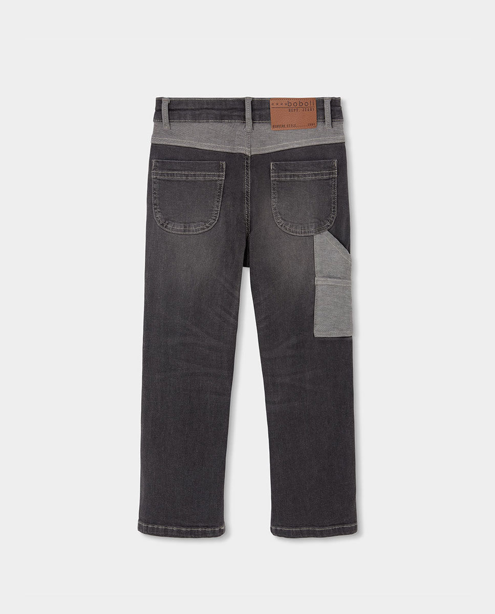 Calças Denim Elásticas Infantil Boboli Preto-2
