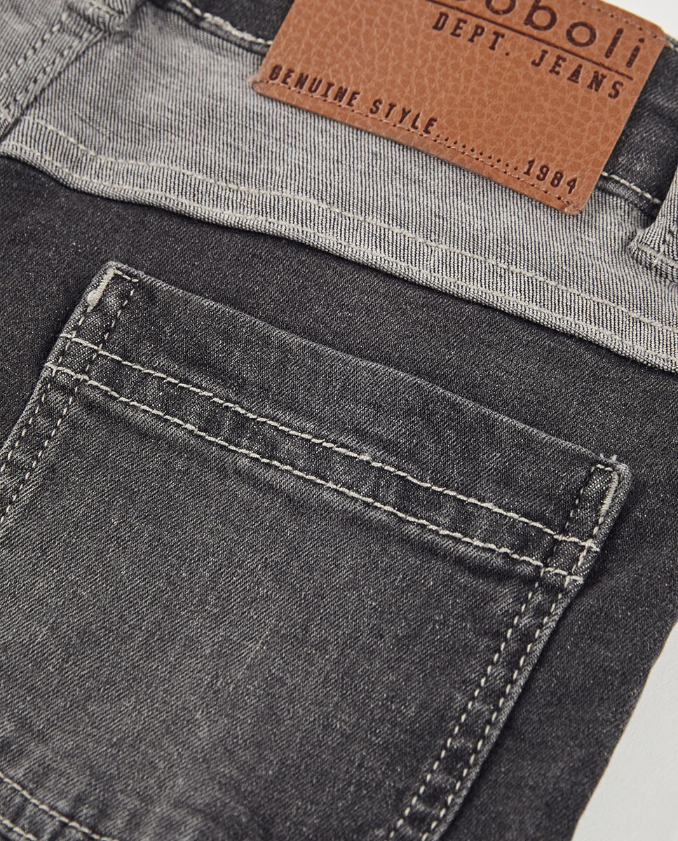 Calças Denim Elásticas Infantil Boboli Preto-4