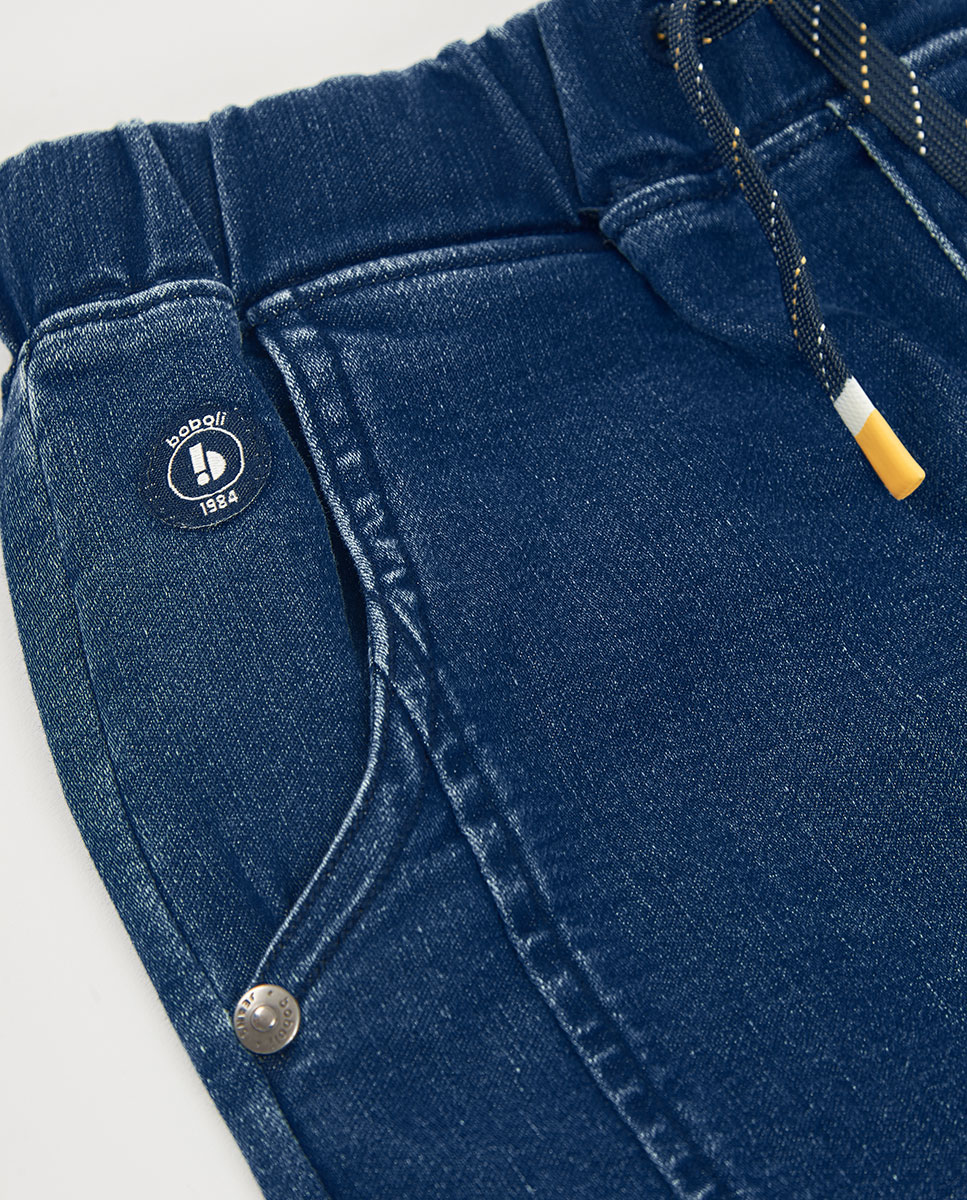 Jeans Denim de Malha Infantil Boboli Azul-marinho-3