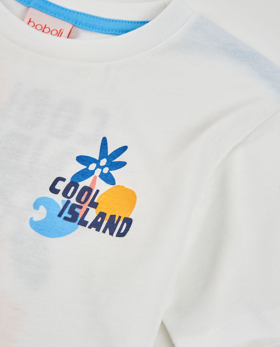 T-shirt de Malha para Bebé Boboli Branco / Azul-3