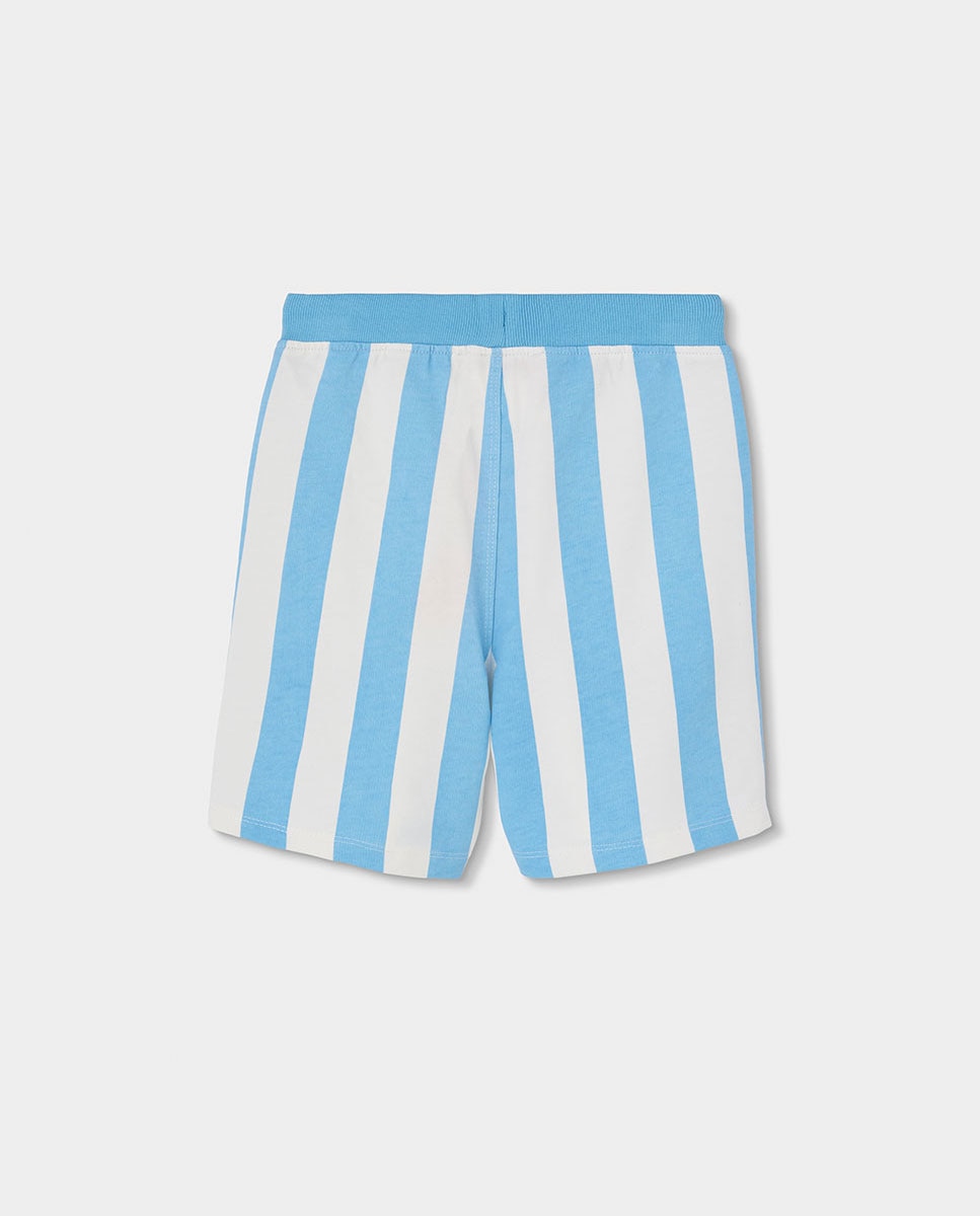 Bermudas em Felpa Às Riscas Infantil Boboli Azul-celeste-2