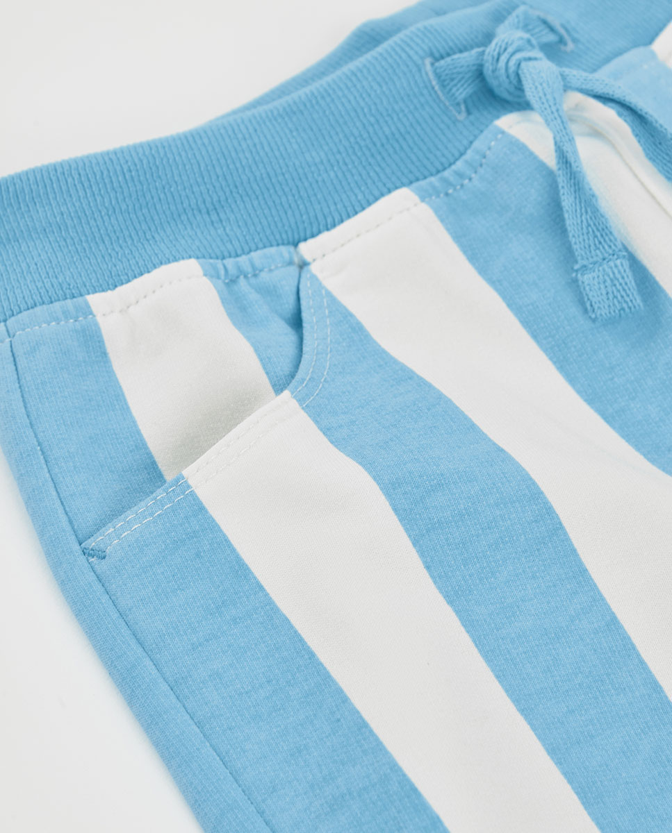 Bermudas em Felpa Às Riscas Infantil Boboli Azul-celeste-3