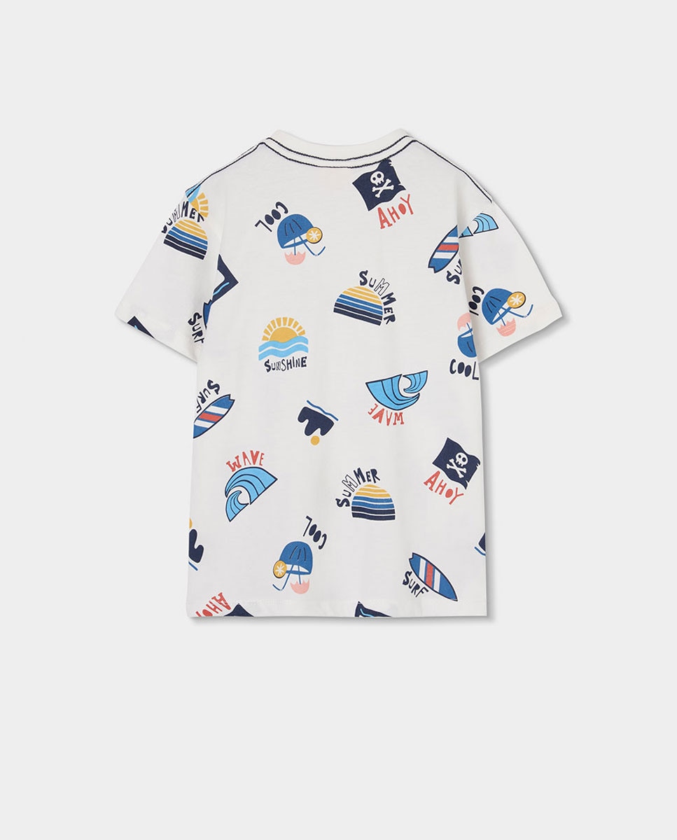 T-shirt de Malha Estampada Infantil Boboli Branco-2