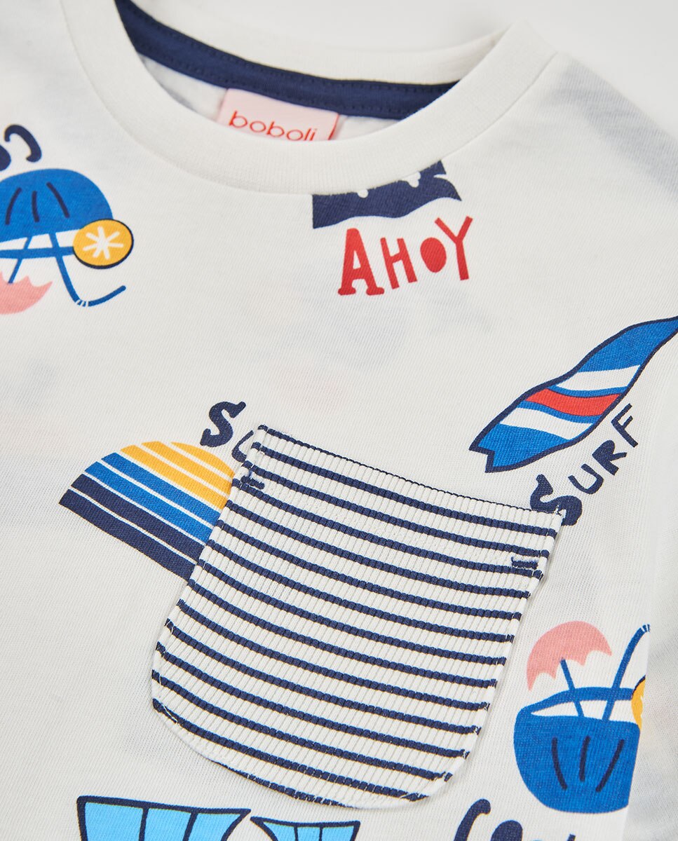 T-shirt de Malha Estampada Infantil Boboli Branco-3