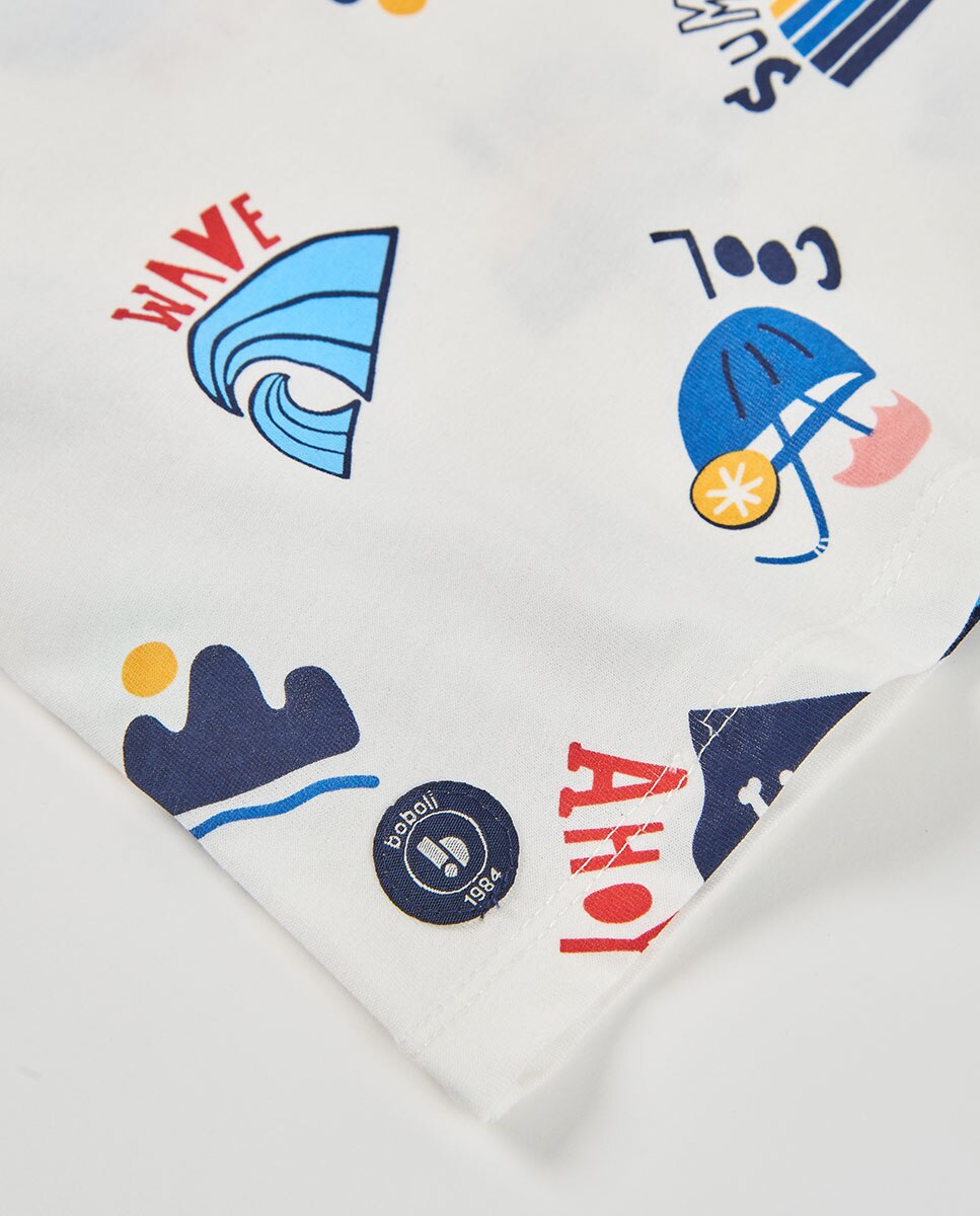 T-shirt de Malha Estampada Infantil Boboli Branco-4