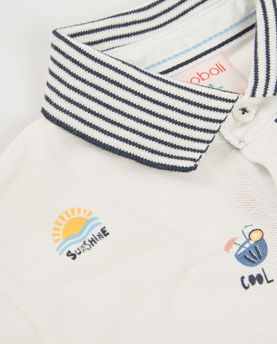 Polo Piqué para Bebé Boboli Branco-3
