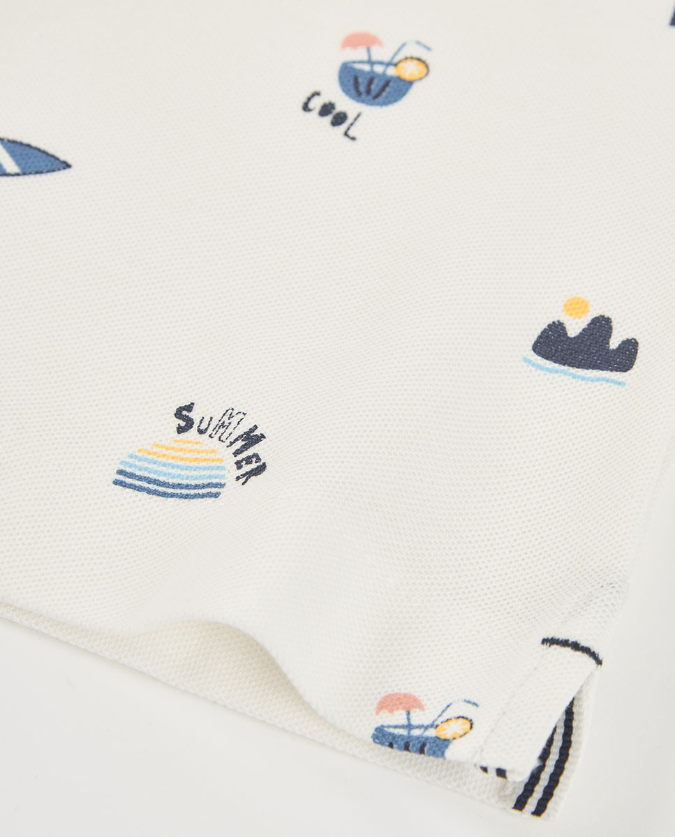 Polo Piqué para Bebé Boboli Branco-4
