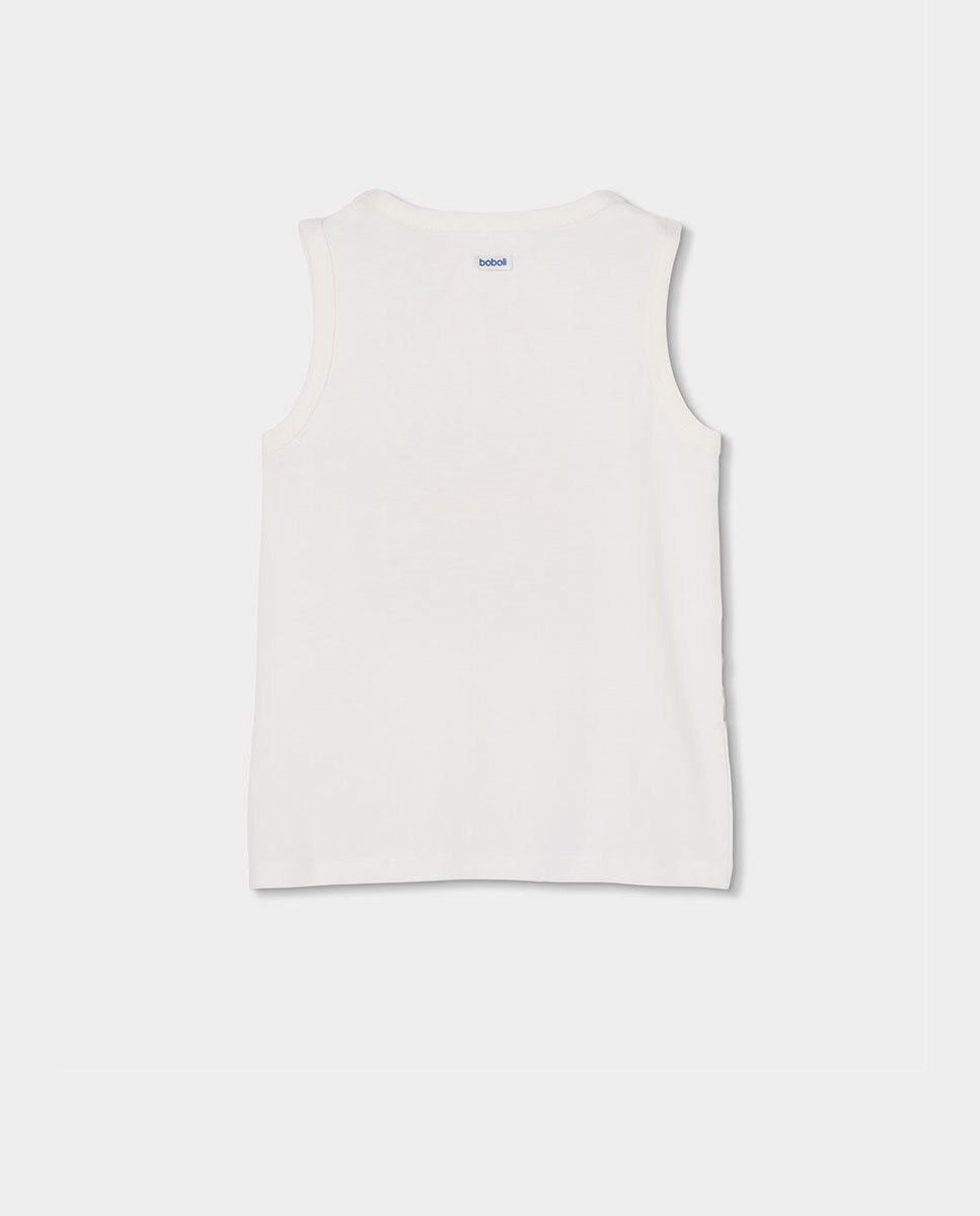 T-shirt de Malha com Alças Infantil Branco/Amarelo-2