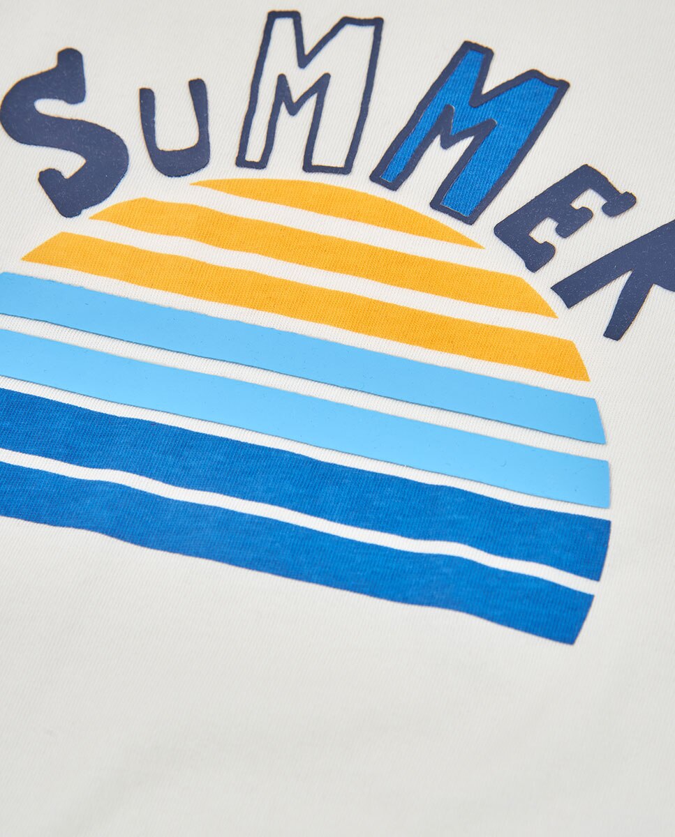 T-shirt de Malha com Alças Infantil Branco/Amarelo-4