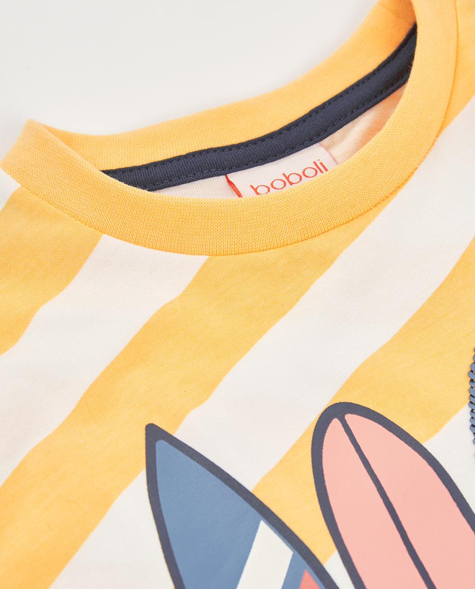 T-shirt de Malha Às Riscas Infantil Boboli Amarelo-3