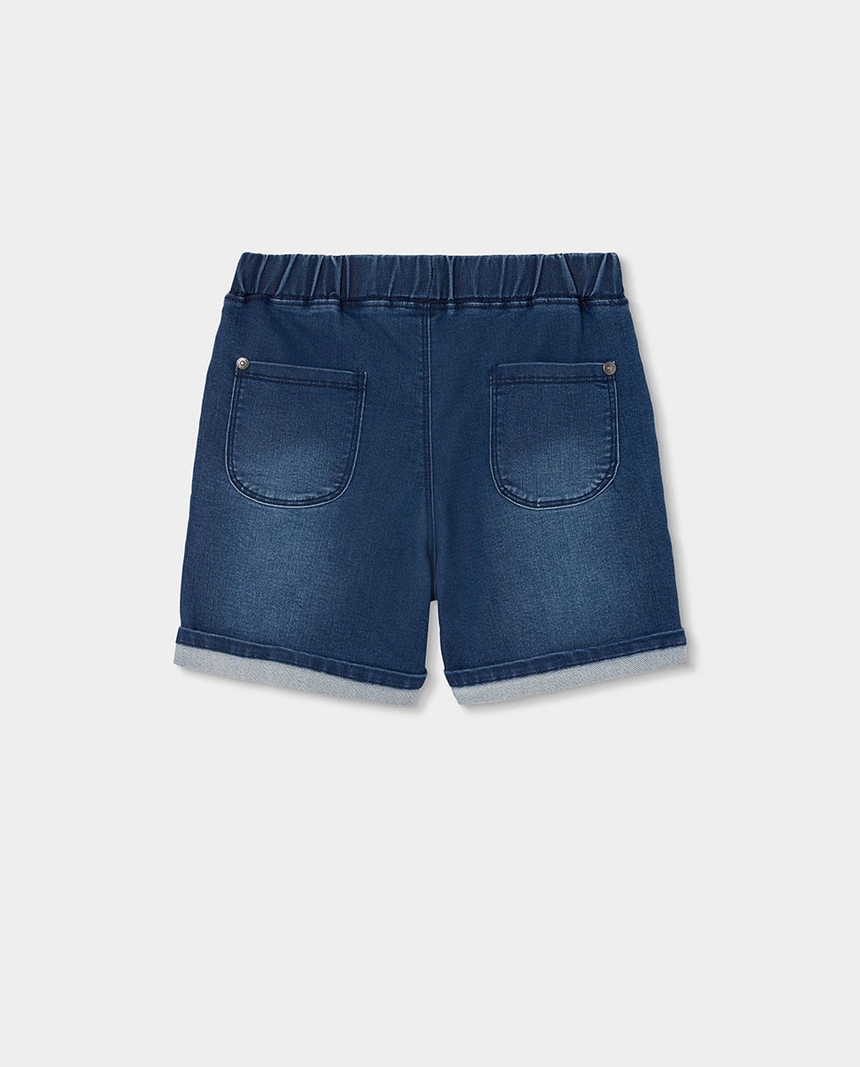 Bermudas Denim de Malha Infantil Boboli Azul-escuro-2