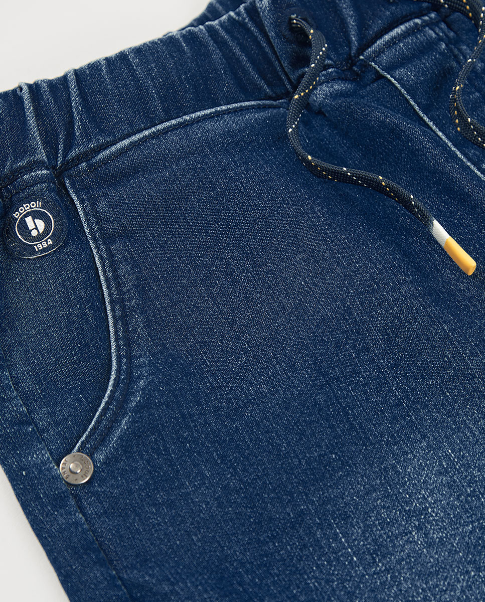 Bermudas Denim de Malha Infantil Boboli Azul-escuro-3