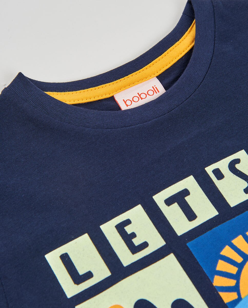 T-shirt de Malha para Bebé Boboli Azul-escuro-3