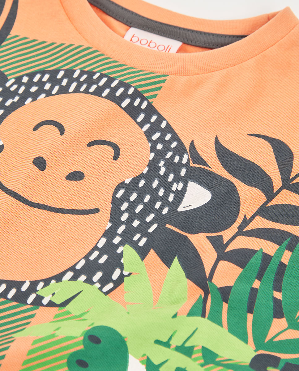 T-shirt de Malha Infantil Boboli Castanho / Laranja-3