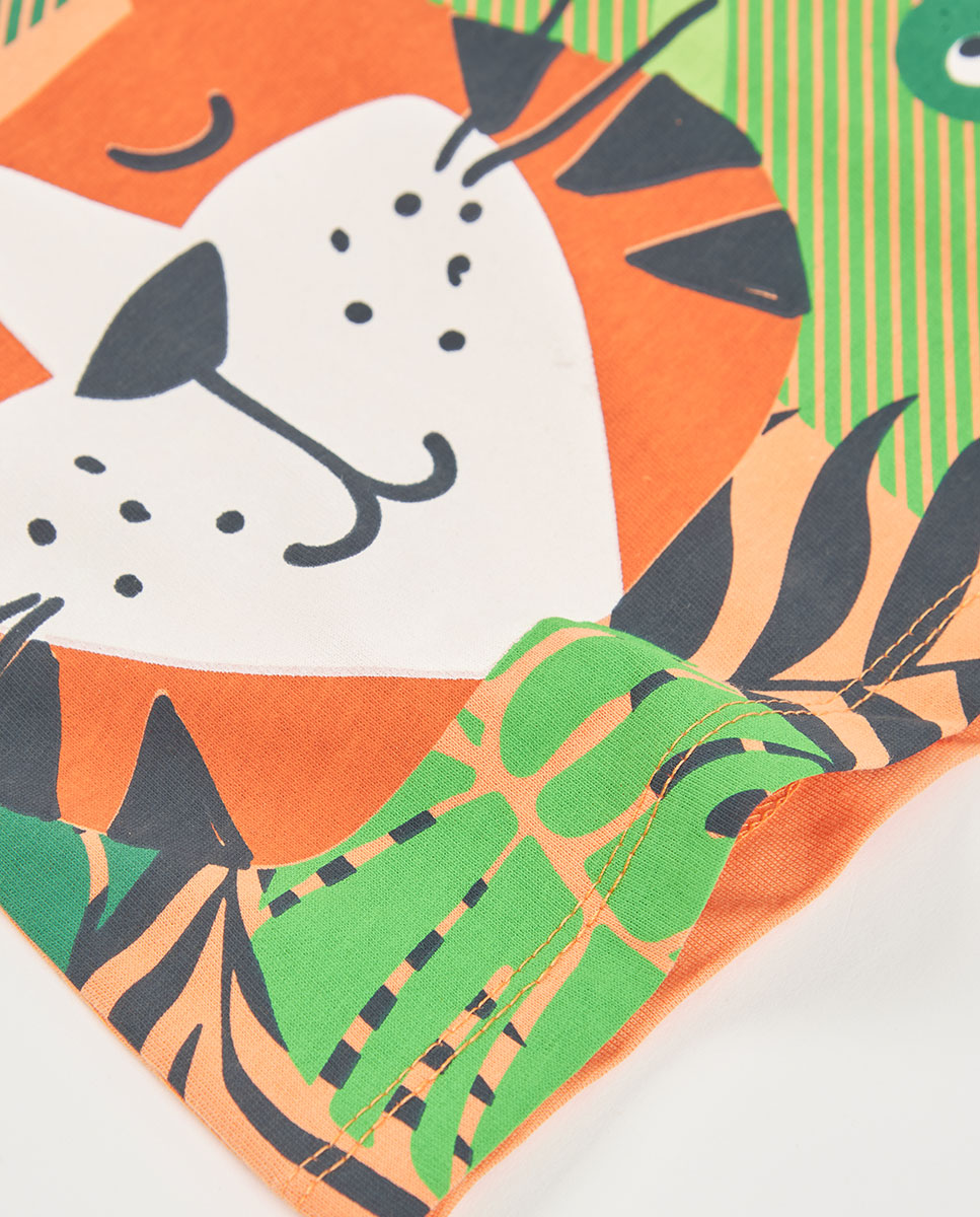 T-shirt de Malha Infantil Boboli Castanho / Laranja-4