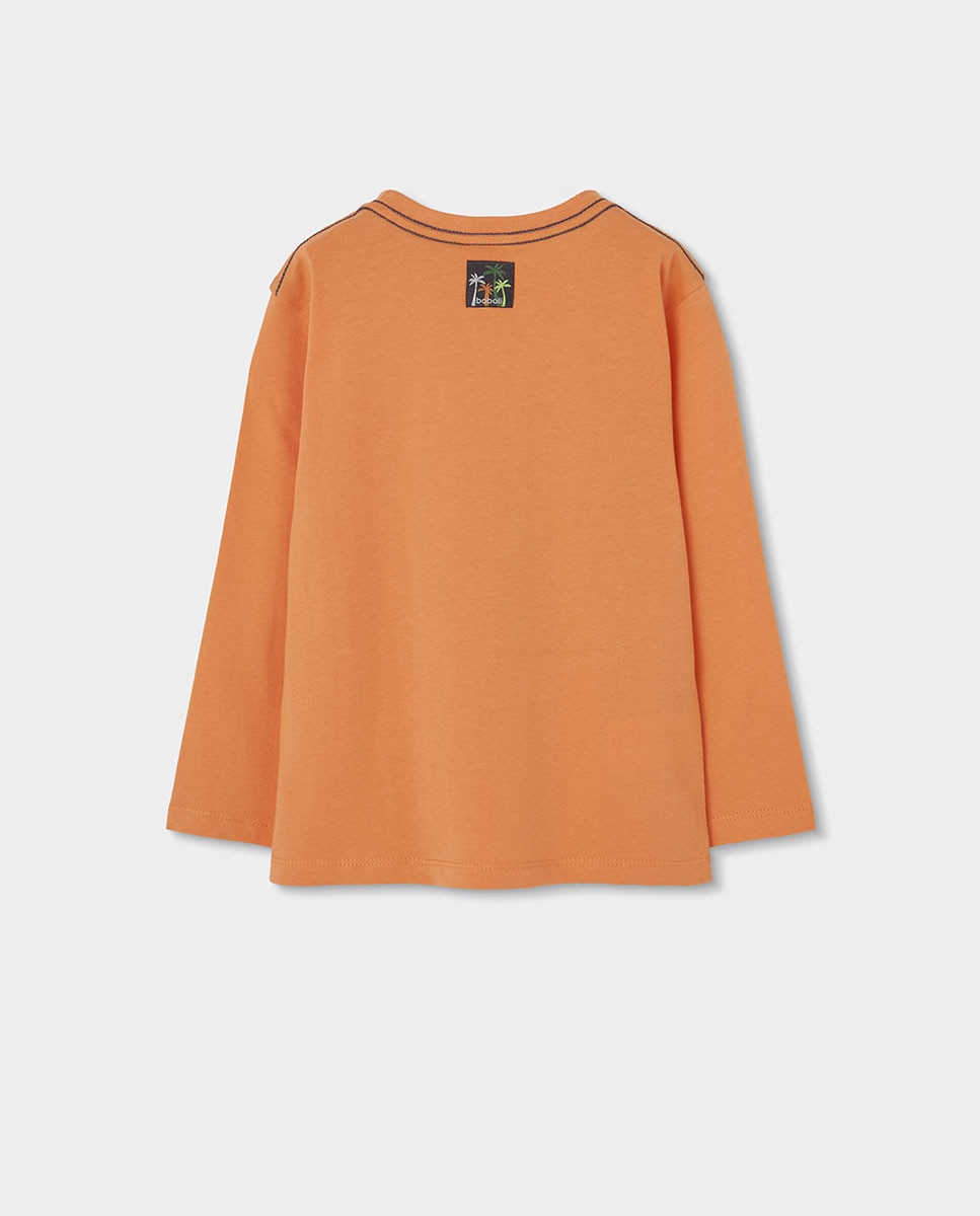 T-shirt de Malha Infantil Laranja-2