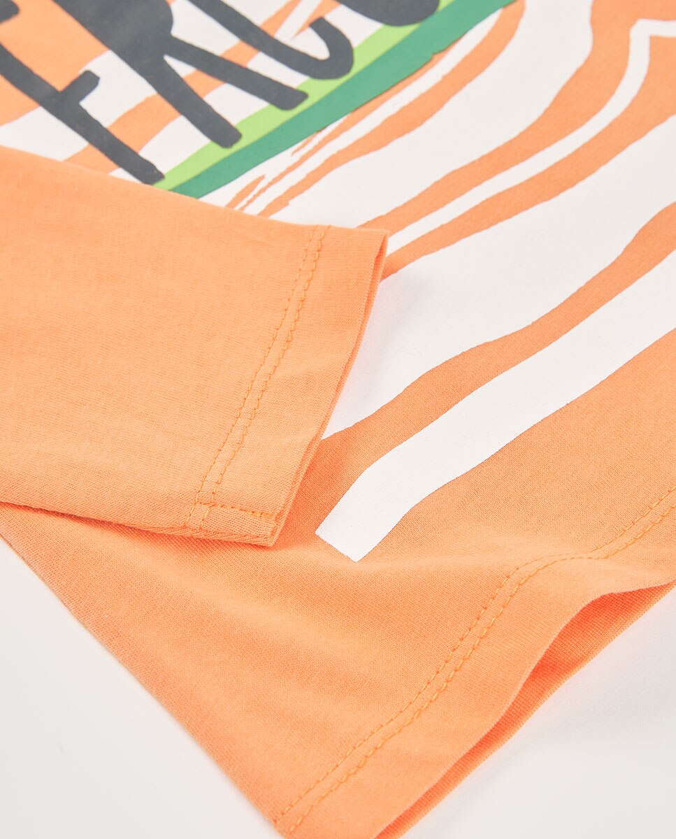 T-shirt de Malha Infantil Laranja-4