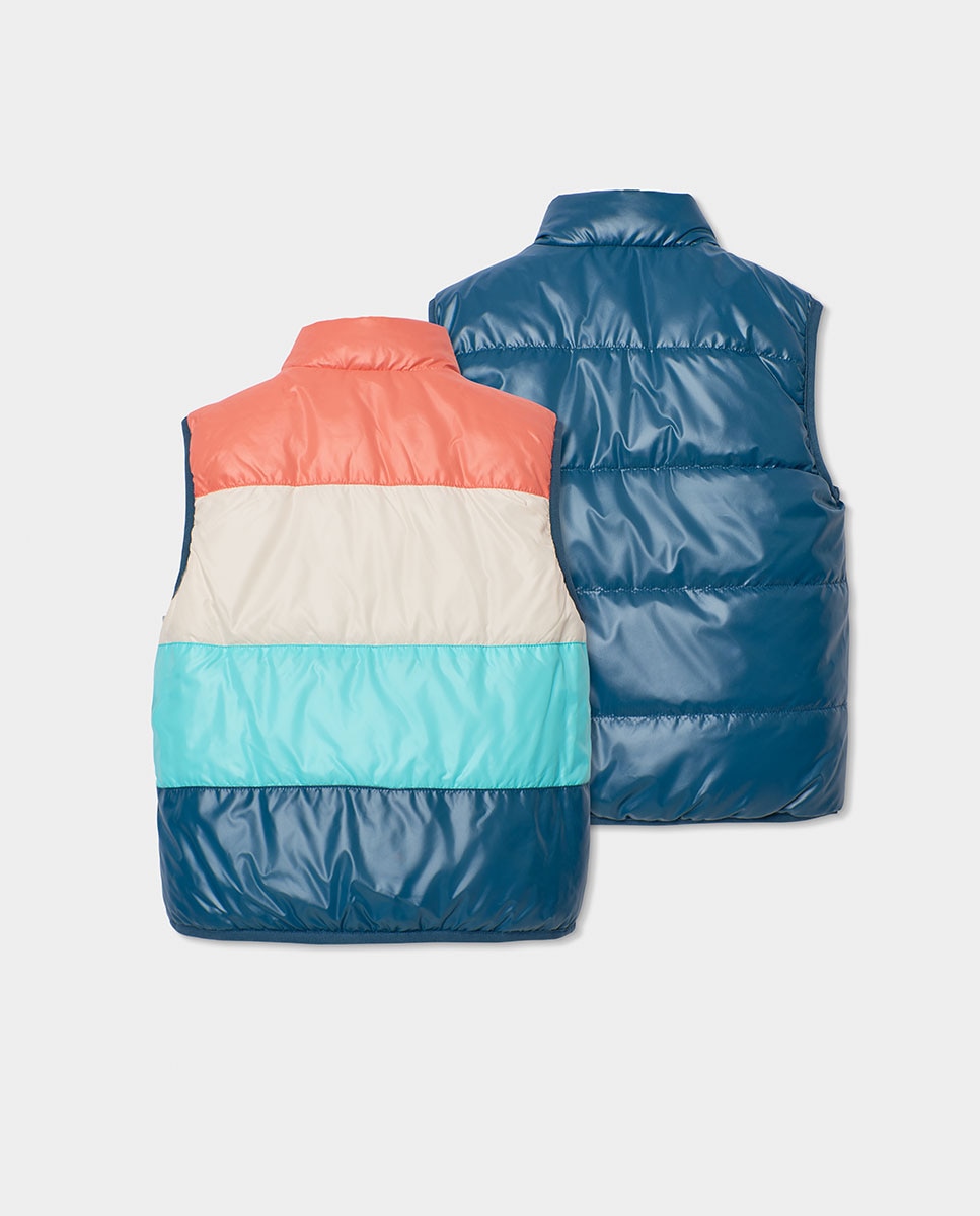 Colete de Malha Reversível Infantil Boboli Azul-marinho / Laranja-2