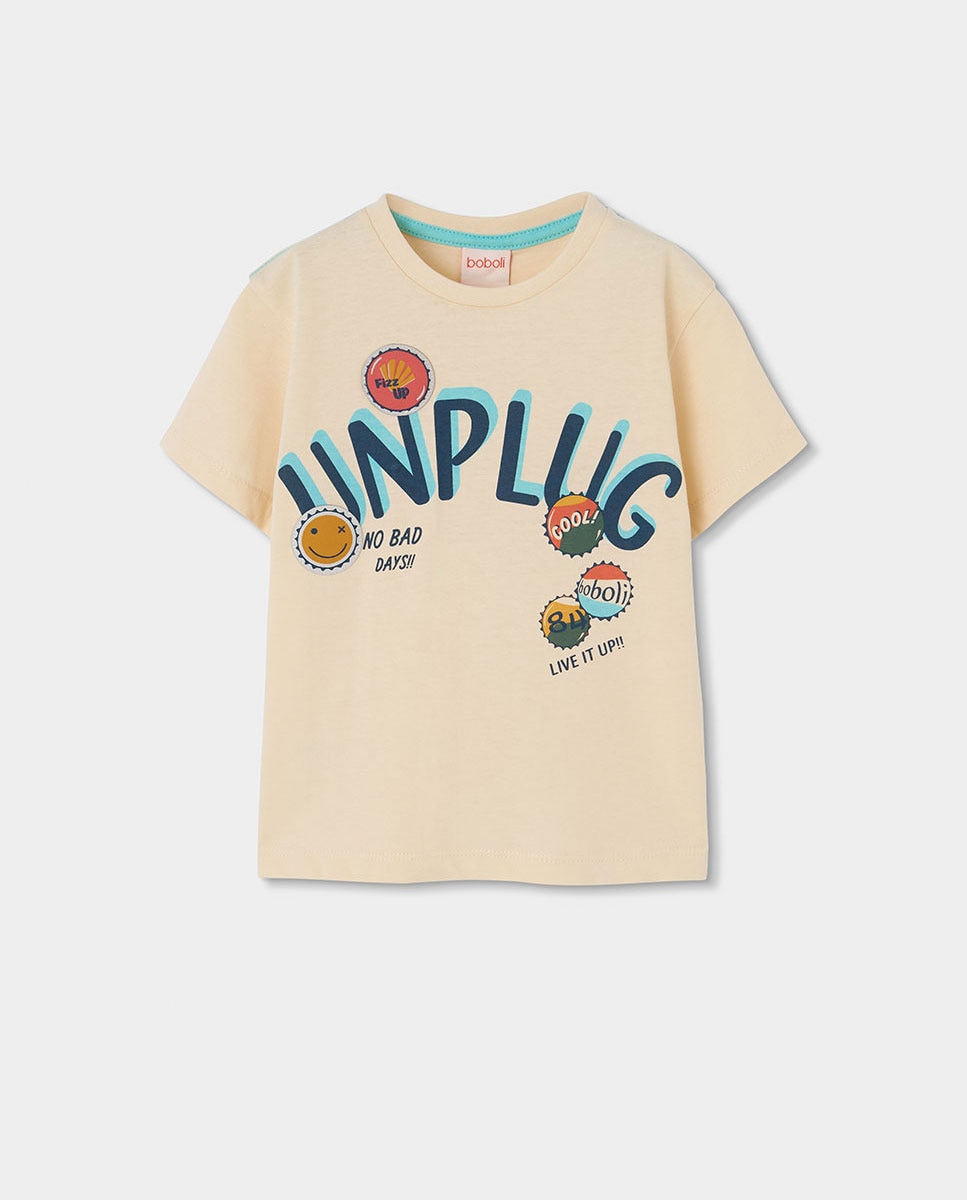 T-shirt de Malha Infantil Boboli Bege-1