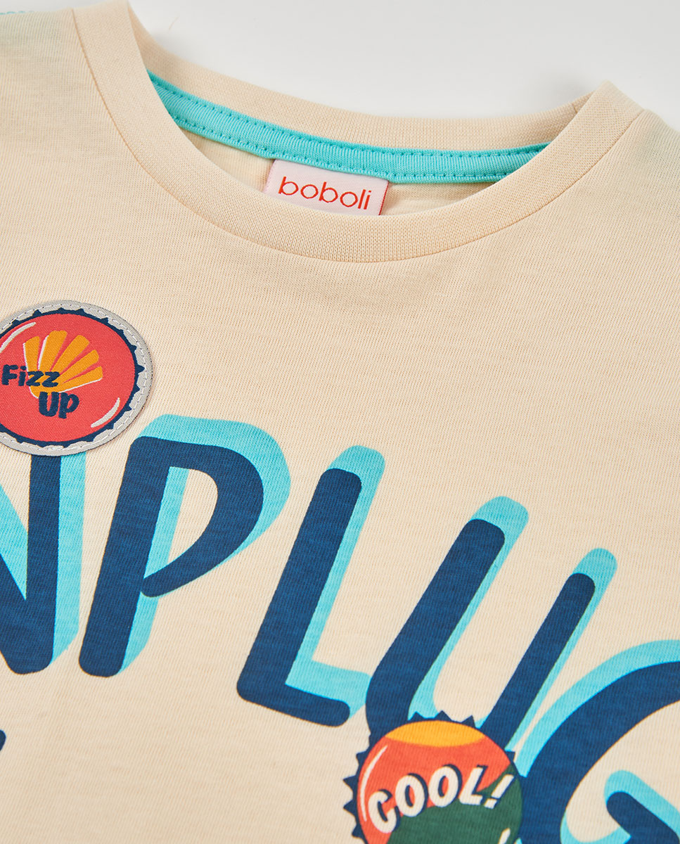 T-shirt de Malha Infantil Boboli Bege-3