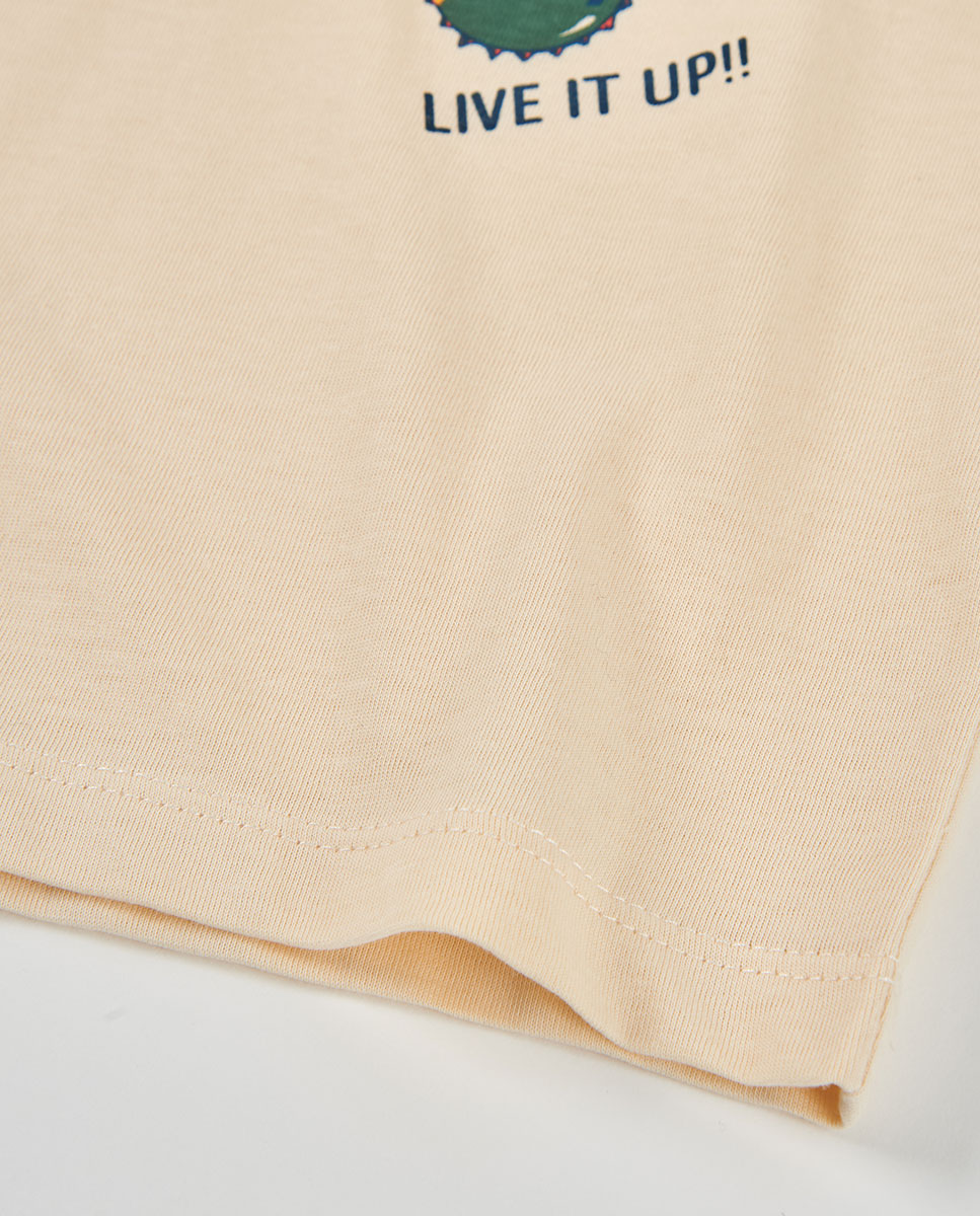 T-shirt de Malha Infantil Boboli Bege-4