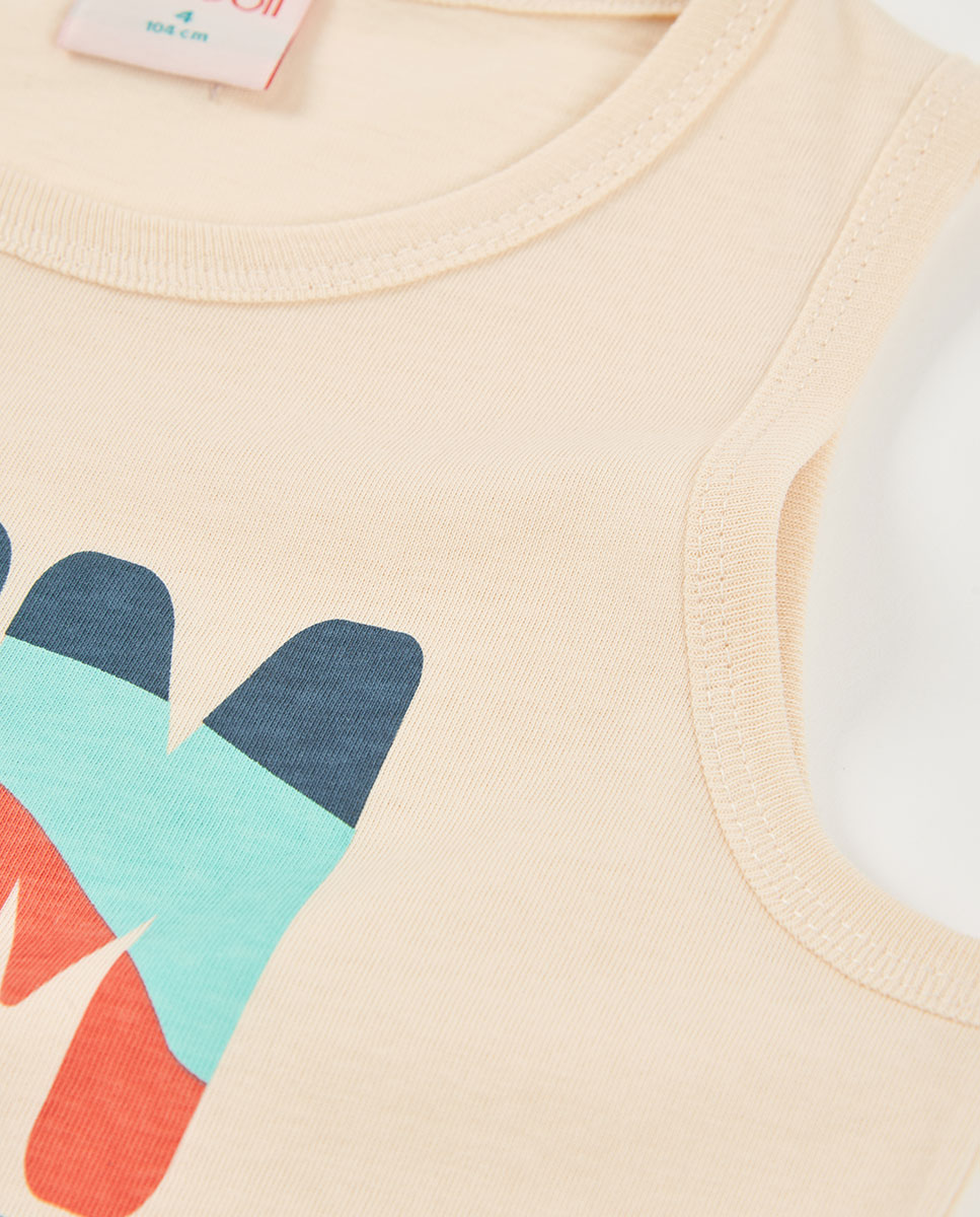 T-shirt de Malha Infantil Bege-3