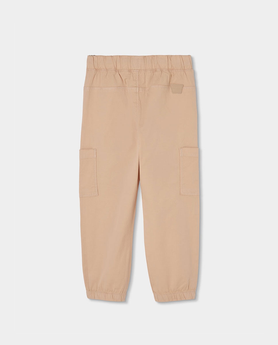 Calças Gabardina Elástica Infantil Boboli Bege / Castanho-2