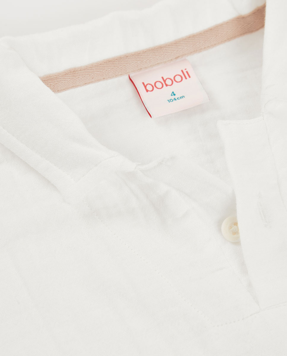 Polo em Muselina para Bebé Boboli Branco-3