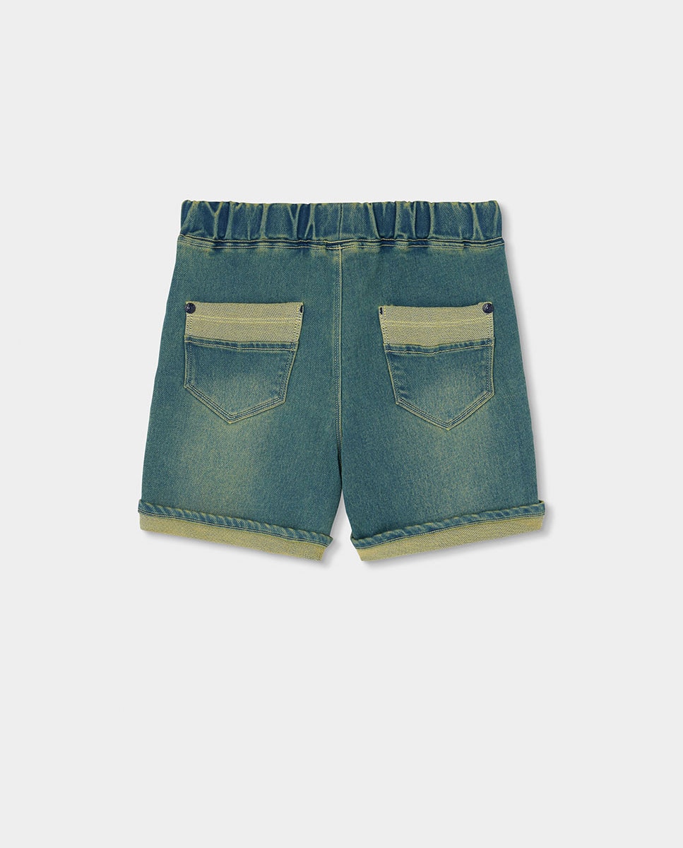 Bermudas Denim de Malha para Bebé Boboli Azul-2