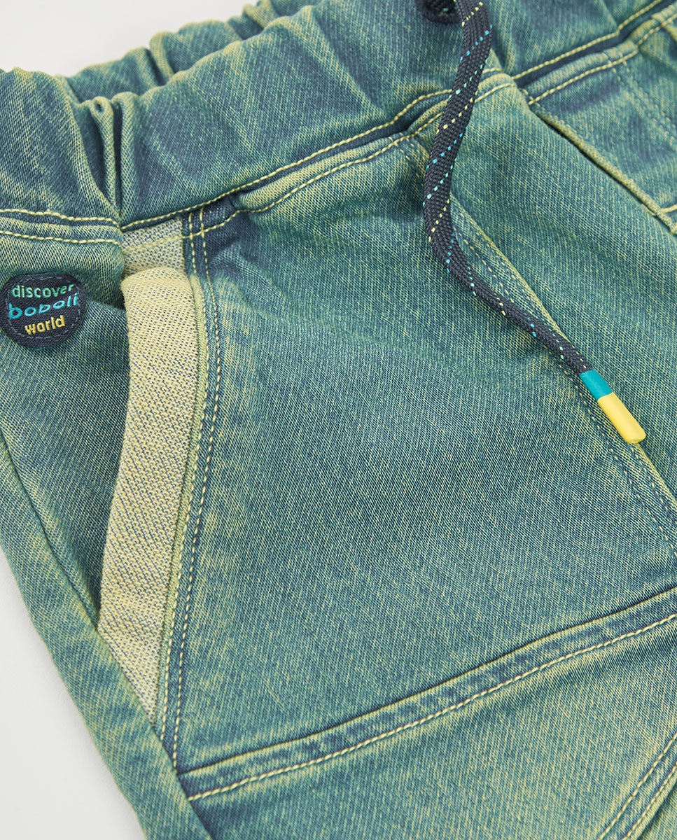 Bermudas Denim de Malha para Bebé Boboli Azul-3