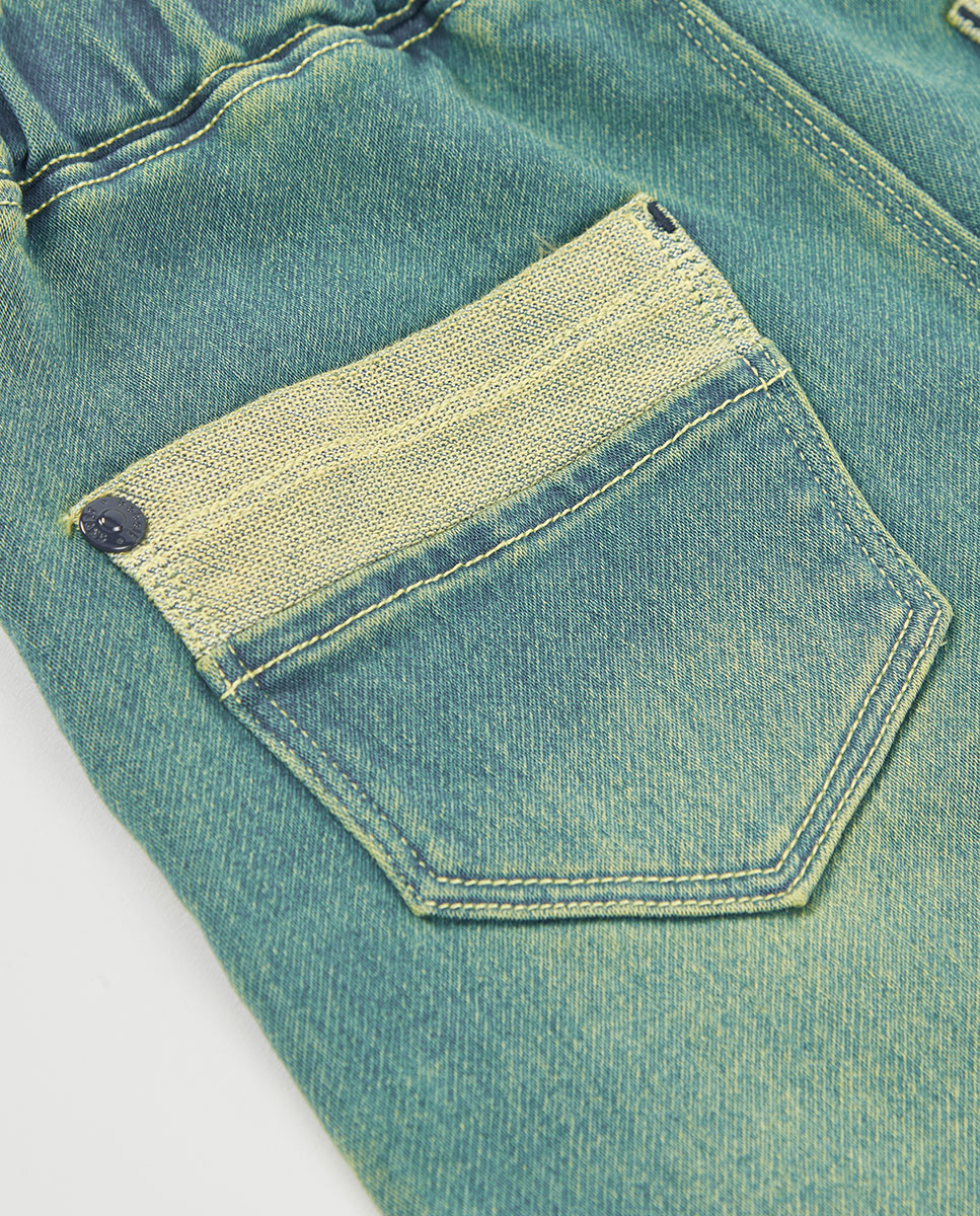 Bermudas Denim de Malha para Bebé Boboli Azul-4