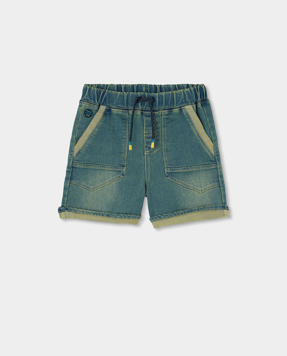 Bermudas Denim de Malha Infantil Azul denim-1