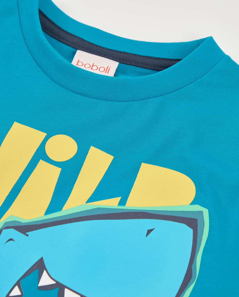 T-shirt de Malha Infantil Boboli Azul-3