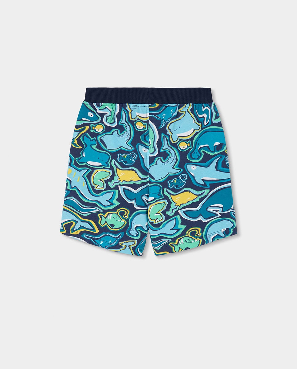 Bermudas Felpa Estampadas Infantil Boboli Azul-oceano-2