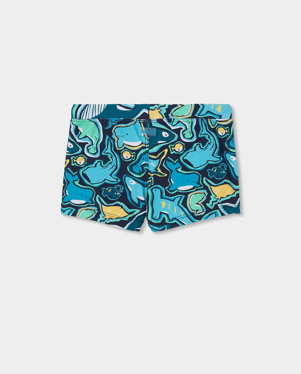 Fato de Banho Poliamida Estampado Infantil Azul-turquesa-2