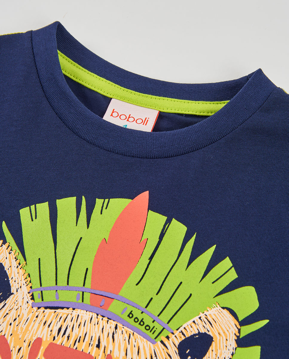 T-shirt de Malha Infantil Azul-3