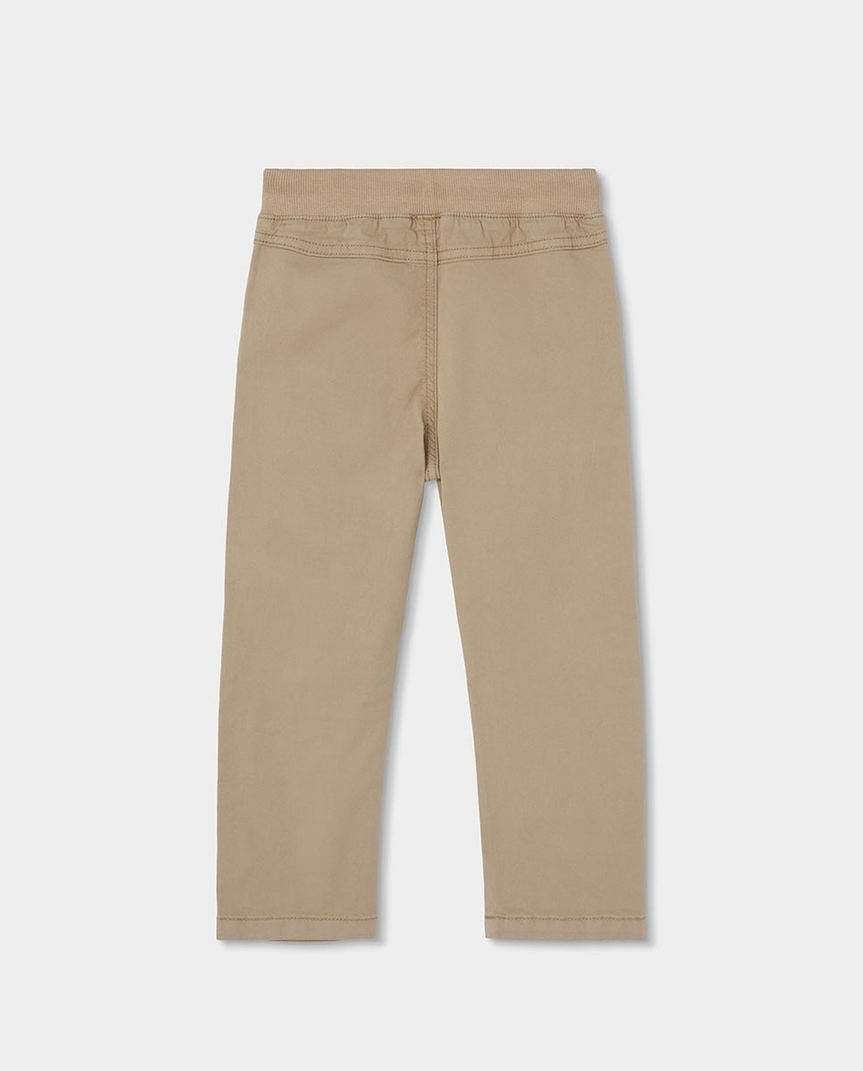 Calças Gabardina Elástica Infantil Boboli Castanho-claro-2