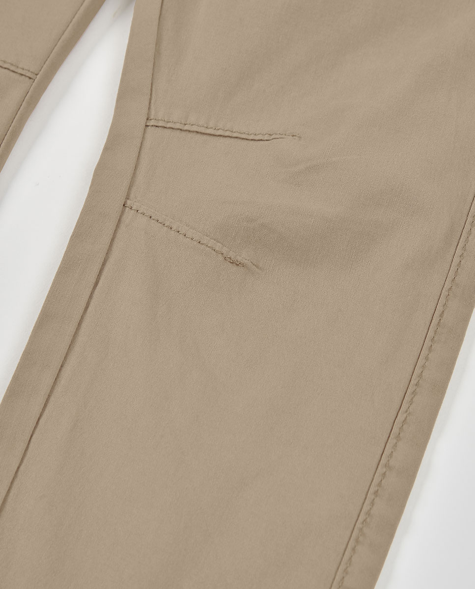 Calças Gabardina Elástica Infantil Boboli Castanho-claro-4