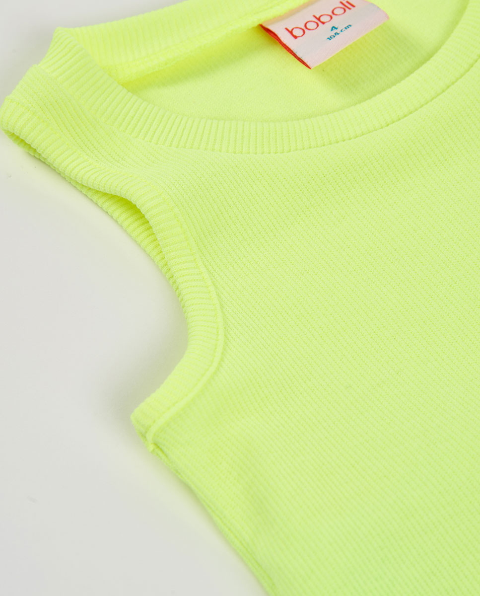 T-shirt de Malha Canelada Infantil Boboli Verde néon-3