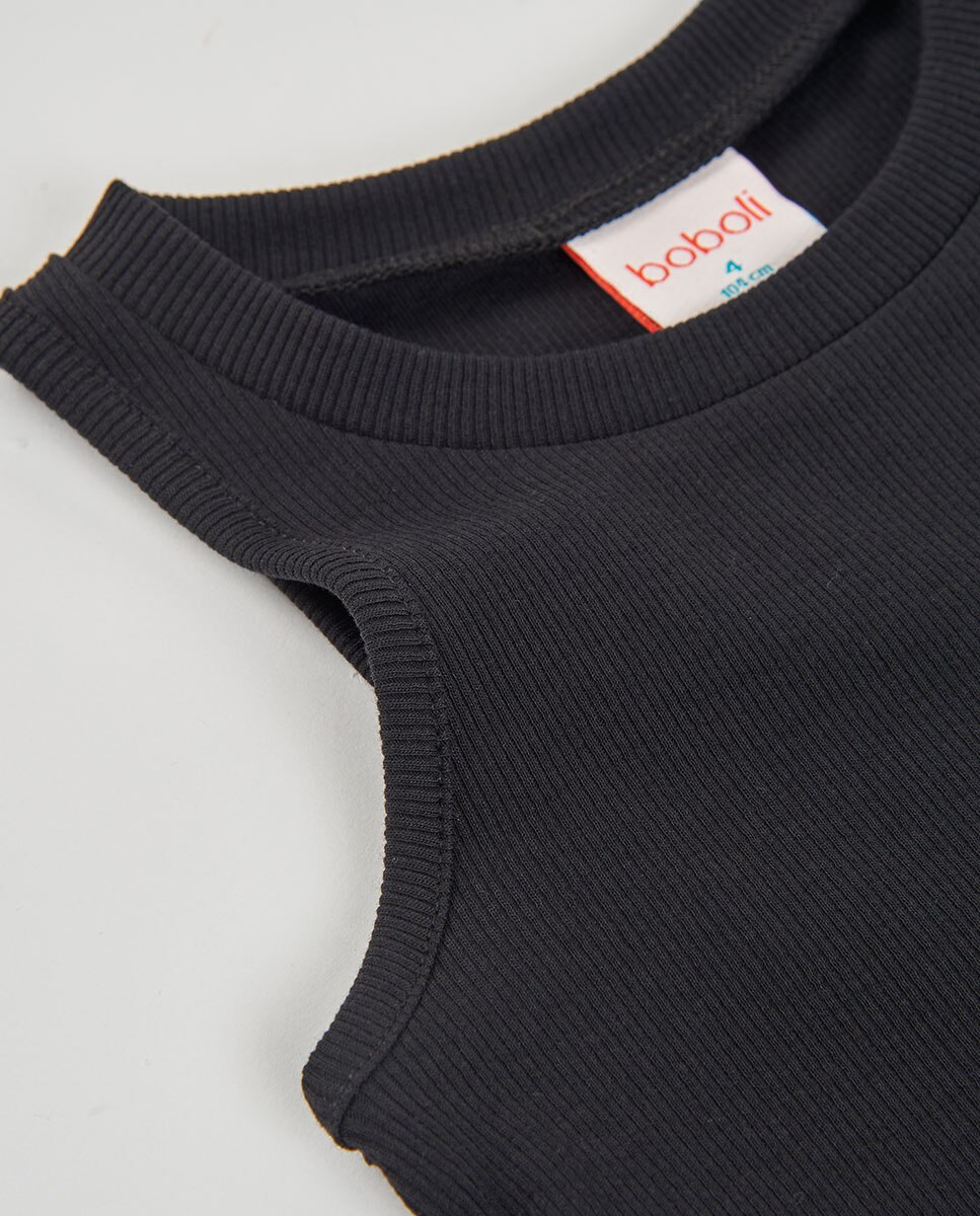 T-shirt de Malha Canelada para Bebé Boboli Preto mate-3