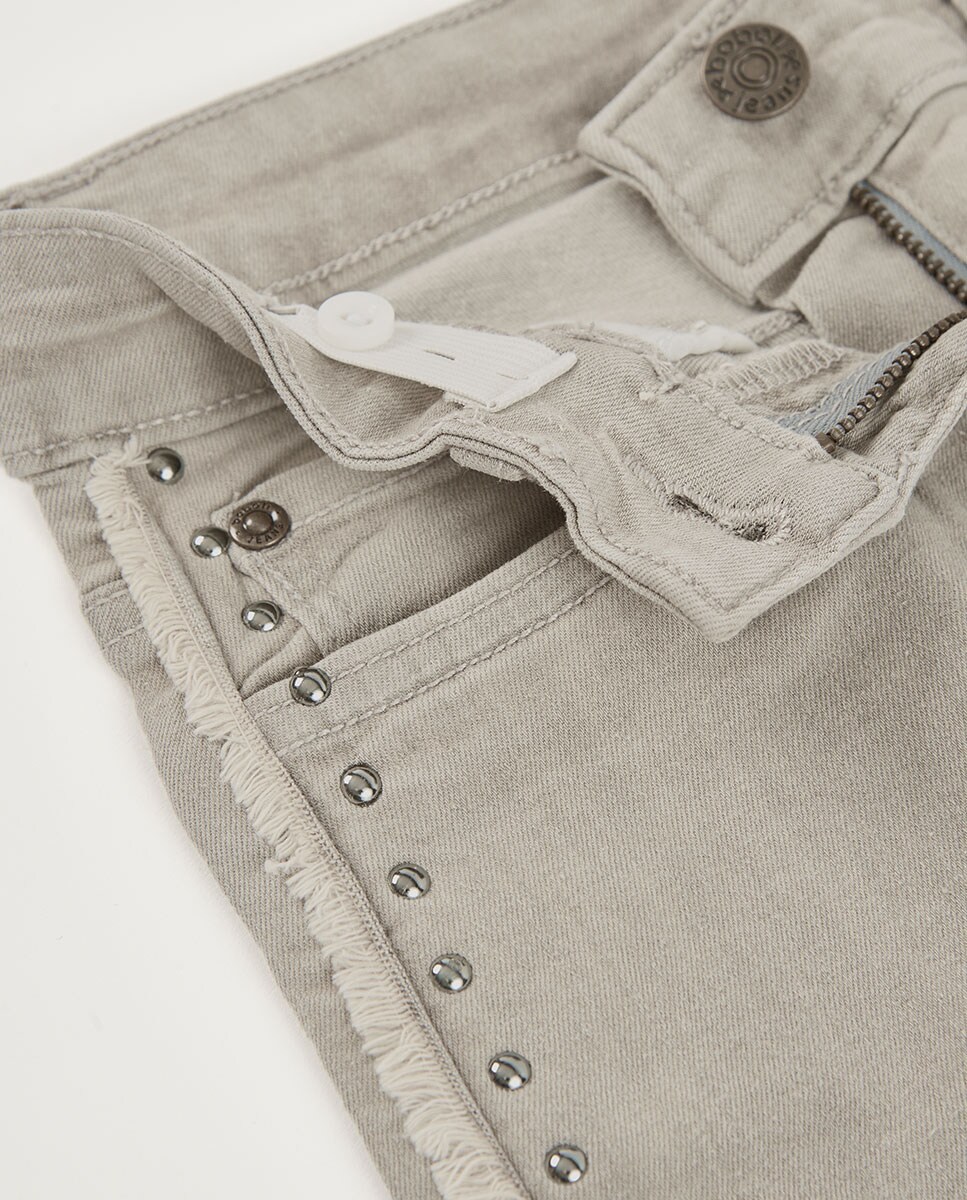 Calças Denim Elásticas Infantil Cinzento-claro-3