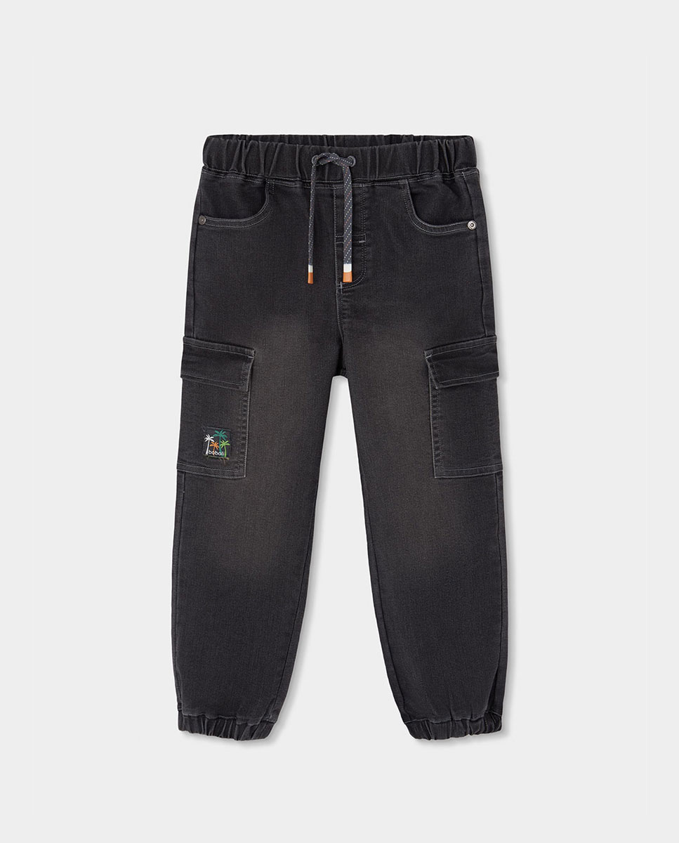 Jeans Denim de Malha Infantil Boboli Preto-1