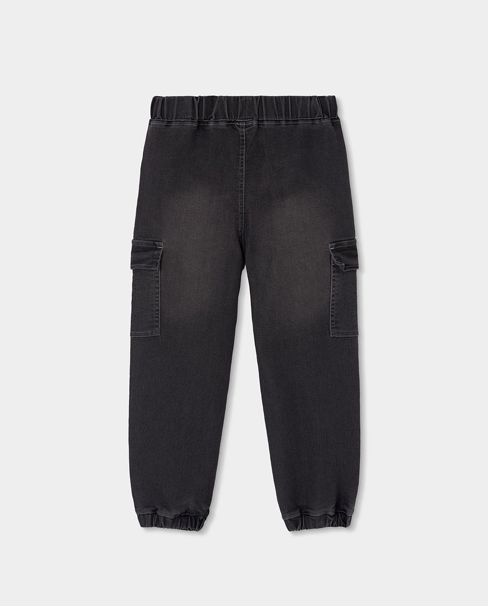 Jeans Denim de Malha Infantil Boboli Preto-2