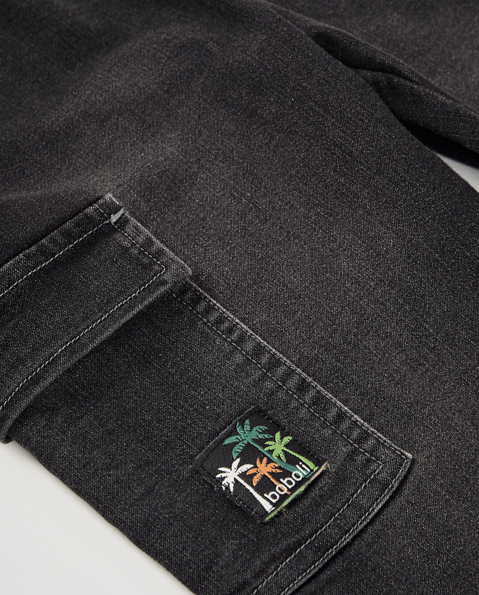 Jeans Denim de Malha Infantil Boboli Preto-3