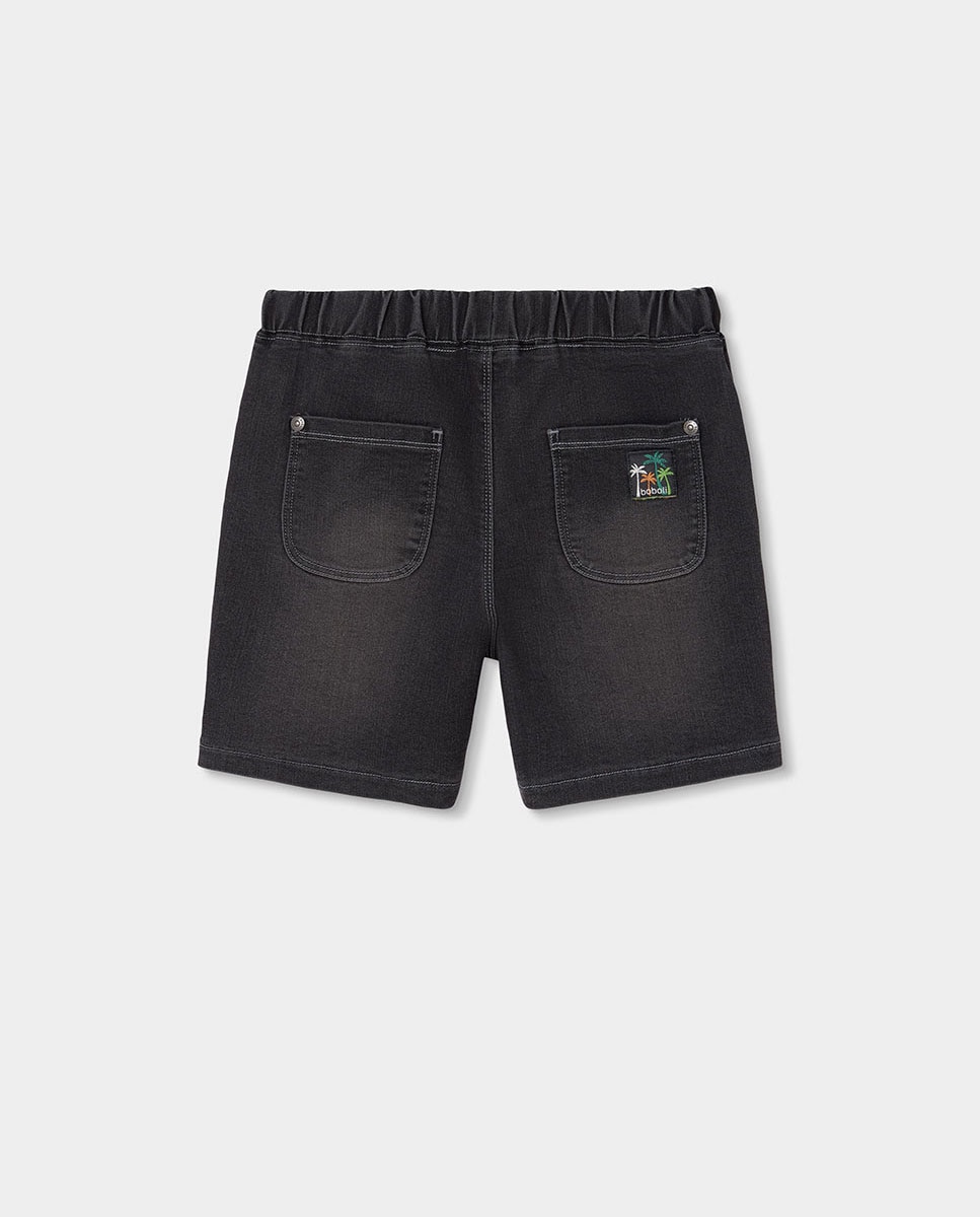 Bermudas Denim de Malha para Bebé Boboli Preto-2